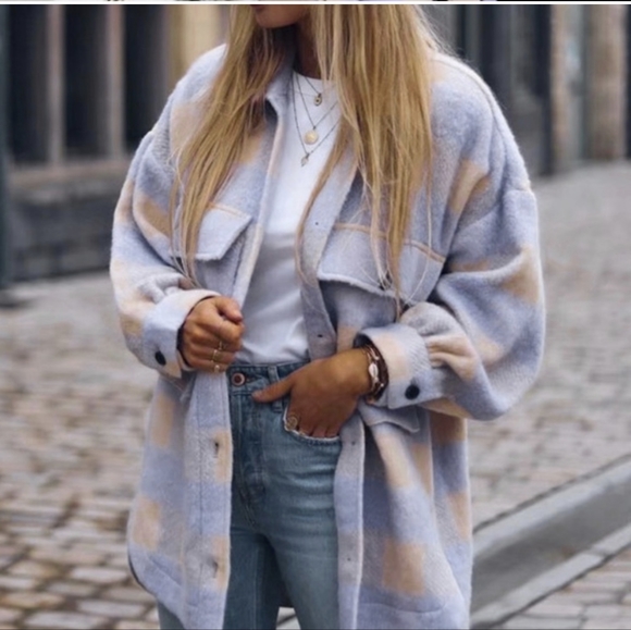 Shop_Fig Tops - New Plaid Oversized Flannel Shirt Jacket Shacket